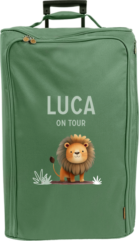 Reisetrolley mit Namen und Löwe
