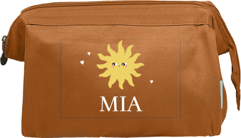 Kulturbeutel mit Sonne, Herzchen und Namen