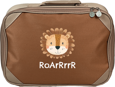 Personalisierter Kinderkoffer mit Namen und Löwenkopf