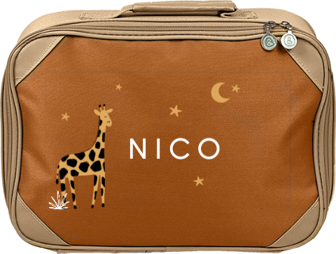 Schlichter Kinderkoffer mit Giraffe, Nachthimmel und Namen