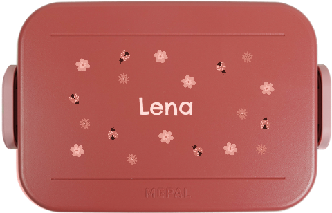 Mepal To Go Brotdose mit Name, Blumen und Marienkäfern