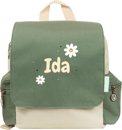 Rucksack Adventure mit Namen und fröhlichen Blumen