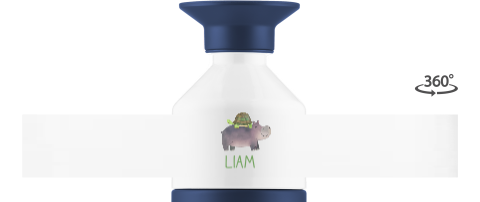 Dopper thermosflasche mit schildkroete und nilpferd