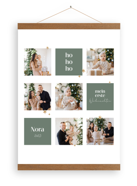 Leinwandposter für Babys erstes Weihnachten mit Fotocollage