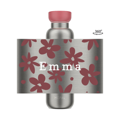 Mepal Thermosflasche mit Name und Blumenmotiv