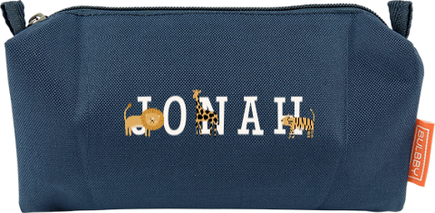 Federmäppchen mit Dschungel-Tieren und Namen des Kindes