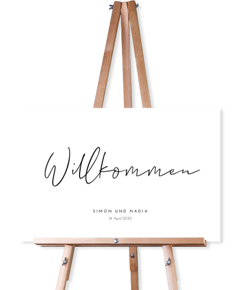 Willkommensschild Hochzeit mit minimalistischem Design