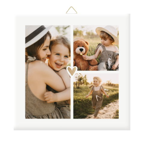 Fotofliese für Papa mit drei Fotos und Herz