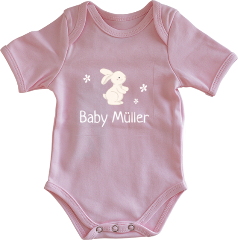 Personalisierter Strampler mit Namen, Hasen und Blumen