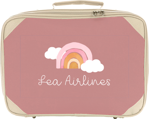 Kinderkoffer mit Namen und Regenbogen