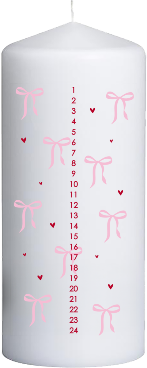 Weihnachts Adventskerze mit Herzchen und Schleifchen