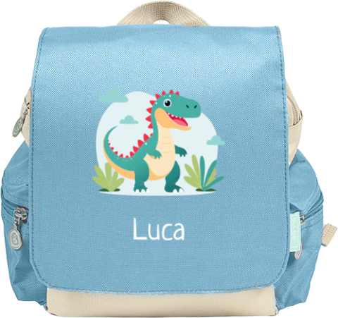 Rucksack mit Name und Dino