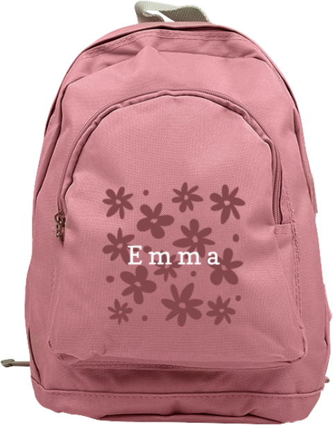 Rucksack Junior mit Name und Blumenmotiv