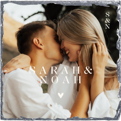Schieferfliese zur Hochzeit mit Foto und Herzchen