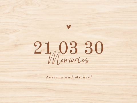 Erinnerungskiste Hochzeit mit großem Datum und Herz in Braun