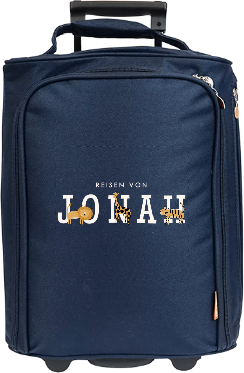 Personalisierter Trolley mit Namen und Dschungel Tieren