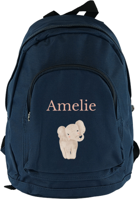 Schultasche mit Namen und Elefanten