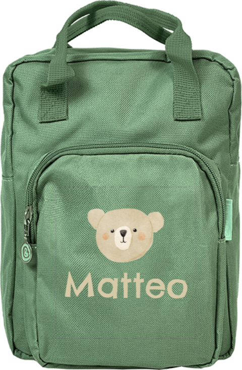 Niedlicher Rucksack mit Bärengesicht und Namen