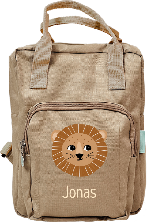 Personalisierbarer Rucksack mit Namen und Löwen