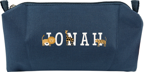 Federmäppchen mit Dschungel-Tieren und Namen des Kindes
