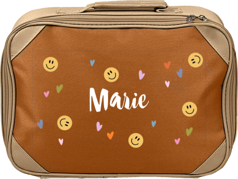 Kinderkoffer mit Smileys, Herzchen und Namen