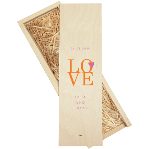 Kerzenbox mit orangefarbenem LOVE