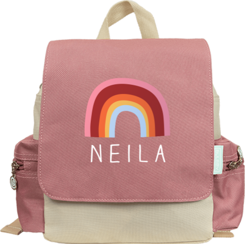 Rucksack mit Name und Regenbogen