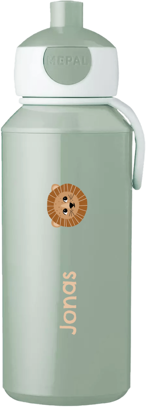 Personalisierte Mepal Pop Up Trinkflasche mit Namen und Löwen