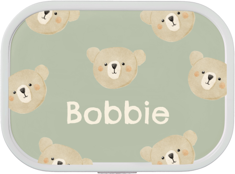 Personalisierte Brotdose mit Namen und Bärengesichter