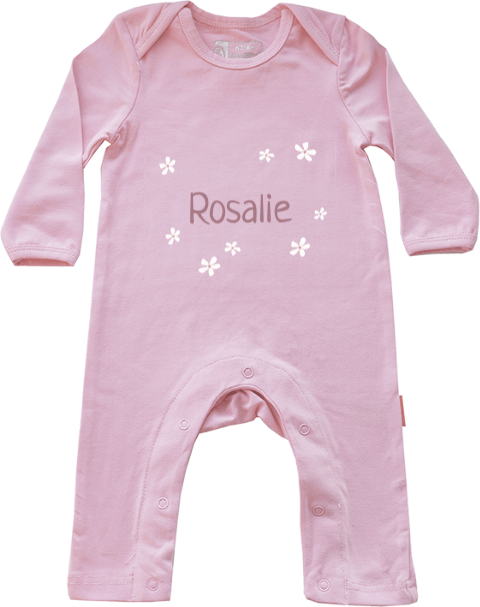 Baby Strampler bedrucken mit kleinen Blumen und Namen