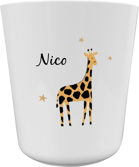 Personalisierbarer Kinderbecher mit Giraffen Motiv und Namen