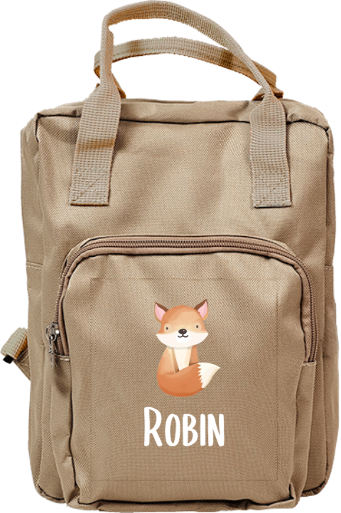 Personalisierbarer Rucksack mit Namen und ein Füchschen