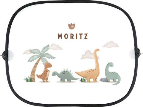 Sonnenschutz fürs Auto mit Namen und Dino