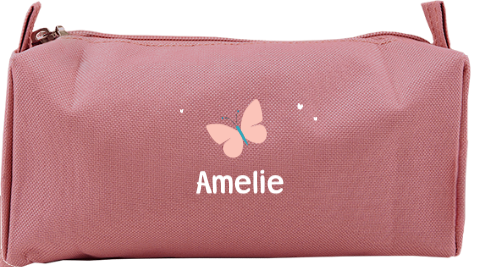 Federmäppchen mit Name und Schmetterling