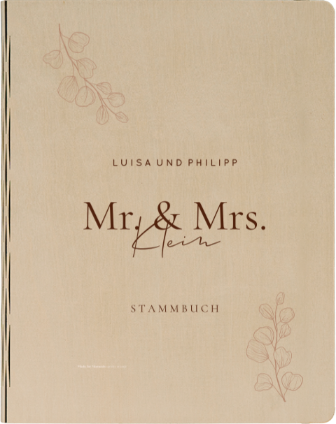 Stammbuch Hochzeit mit gezeichneten Blätterzweigen