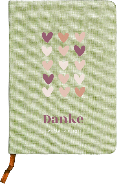 Leinen-Notizbuch mit Herzmuster