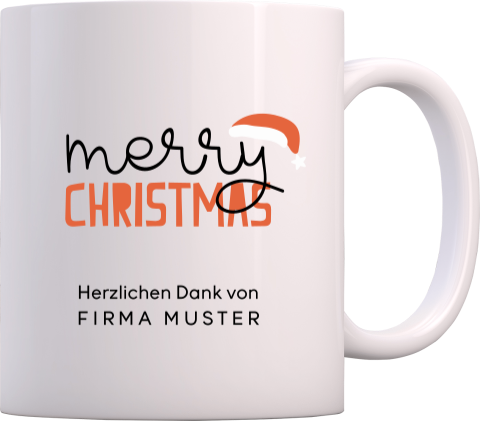 Tasse mit Merry Christmas als Weihnachtsgeschenk für Firmen