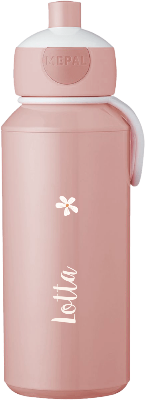 Personalisierte Mepal Pop Up Trinkflasche mit Namen und Blume