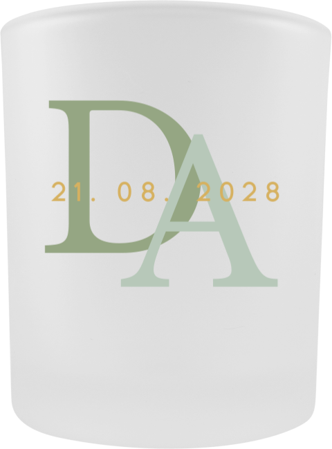 Personalisierter Teelichthalter mit Initialen und Datum
