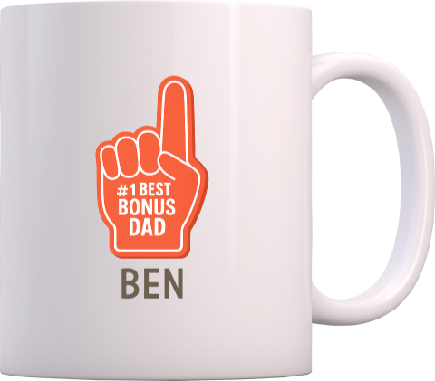 Tasse zum Vatertag "Bonus Dad" mit rotem Schaumstoff-Handschuh