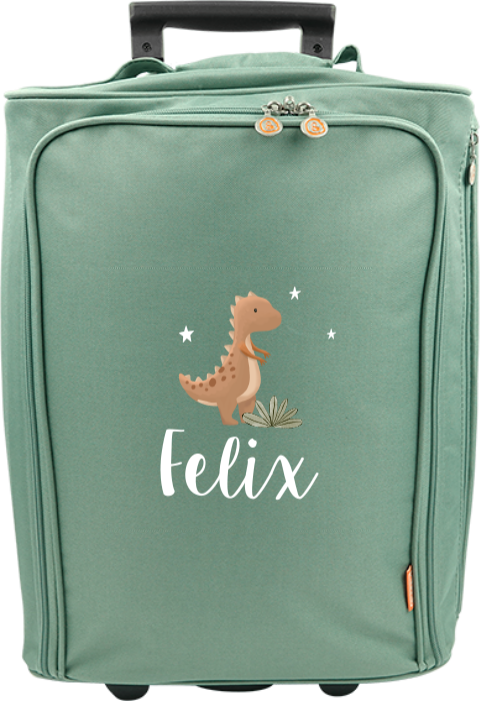 Personalisierter Trolley mit Dinosaurier, Sternen und Namen