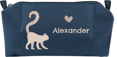 Personalisierbares Stiftetui mit Affen Motiv, kleinem Herz und Namen