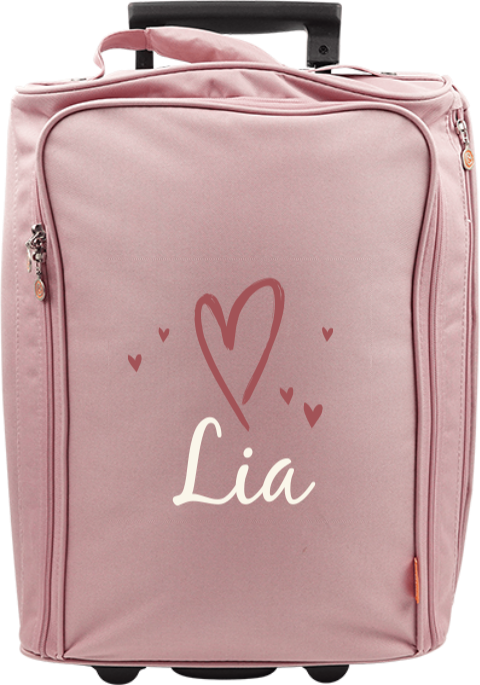 Personalisierter Trolley mit vielen Herzchen und Namen