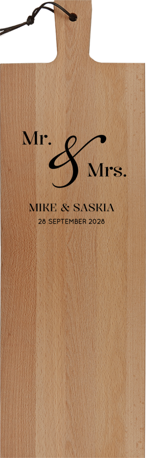 Personalisierbares Schneidebrett mit "Mr. & Mrs."