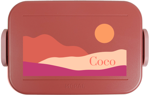 Mepal To Go Lunchbox mit Namen und abstraktem Sonnenuntergang