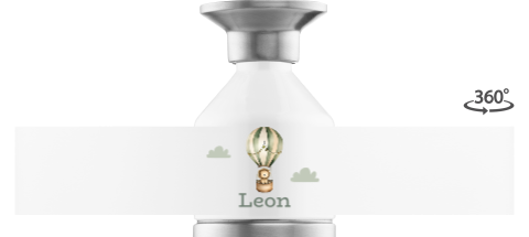 Dopper Edelstahl MINI mit Namen und Löwe im Heißluftballon