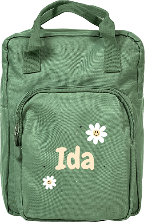 Rucksack Classic mit Name und fröhlichen Blumen