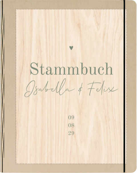 Stammbuch mit grüner Schrift und Herz