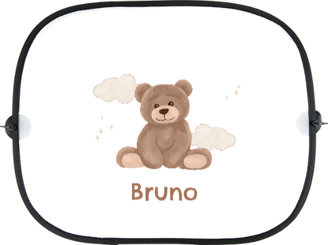 Sonnenschutz fürs Auto mit Namen und Teddy