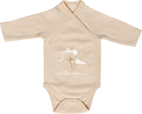 Baby-Body langarm mit Häschen, Ballon und Name